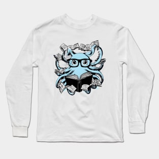 Octopus and reading knowledge with japanese ink Long Sleeve T-Shirt